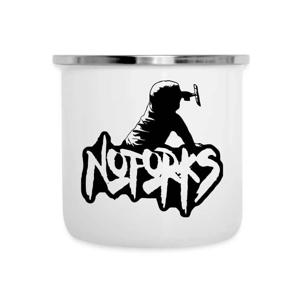 Forkin' Around the Campfire – No Forks Enameled Camper Mug