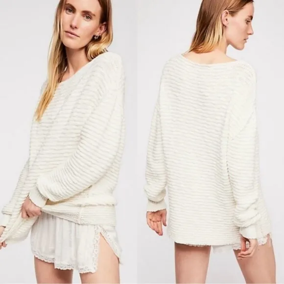 Free People Menace Cream Ivory Tunic Sweater