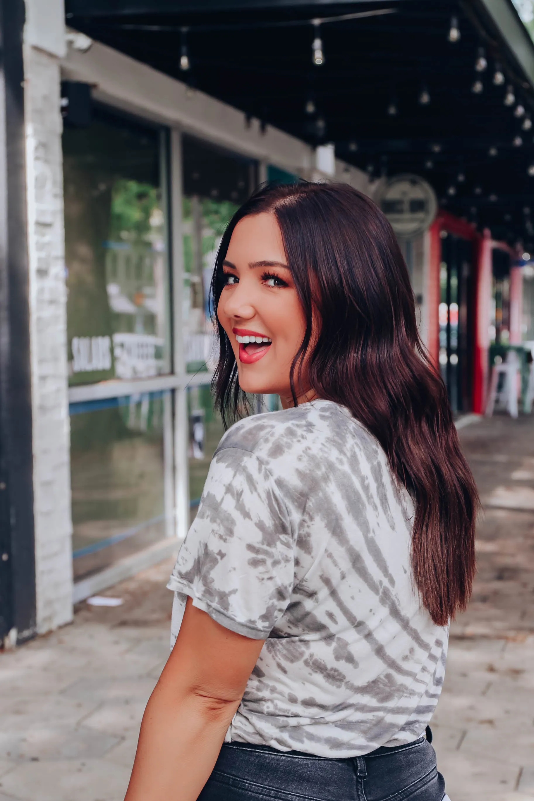 Galaxy Swirl Cap Sleeve Tee - Charcoal