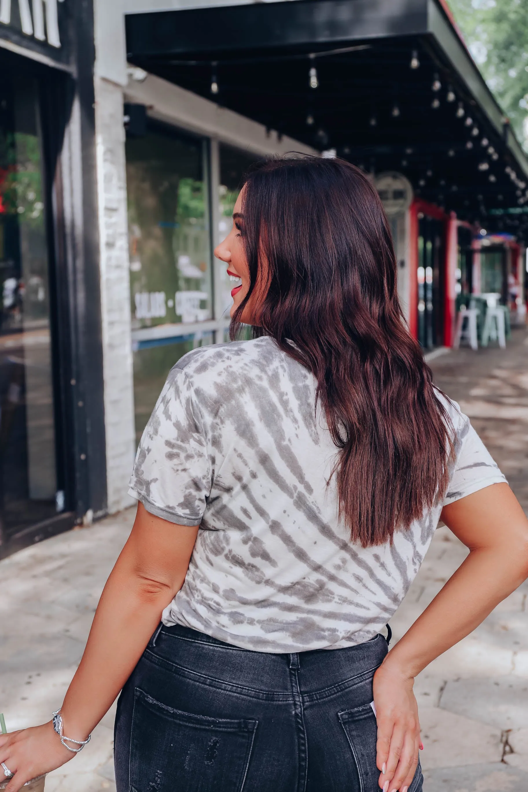 Galaxy Swirl Cap Sleeve Tee - Charcoal