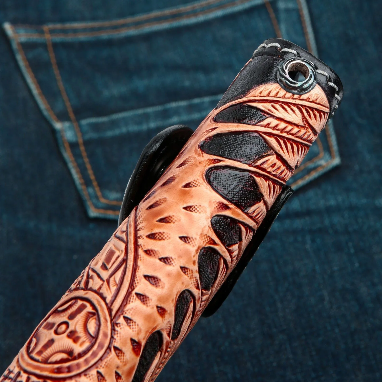 Genuine Leather Indian Skull Biker Wallet