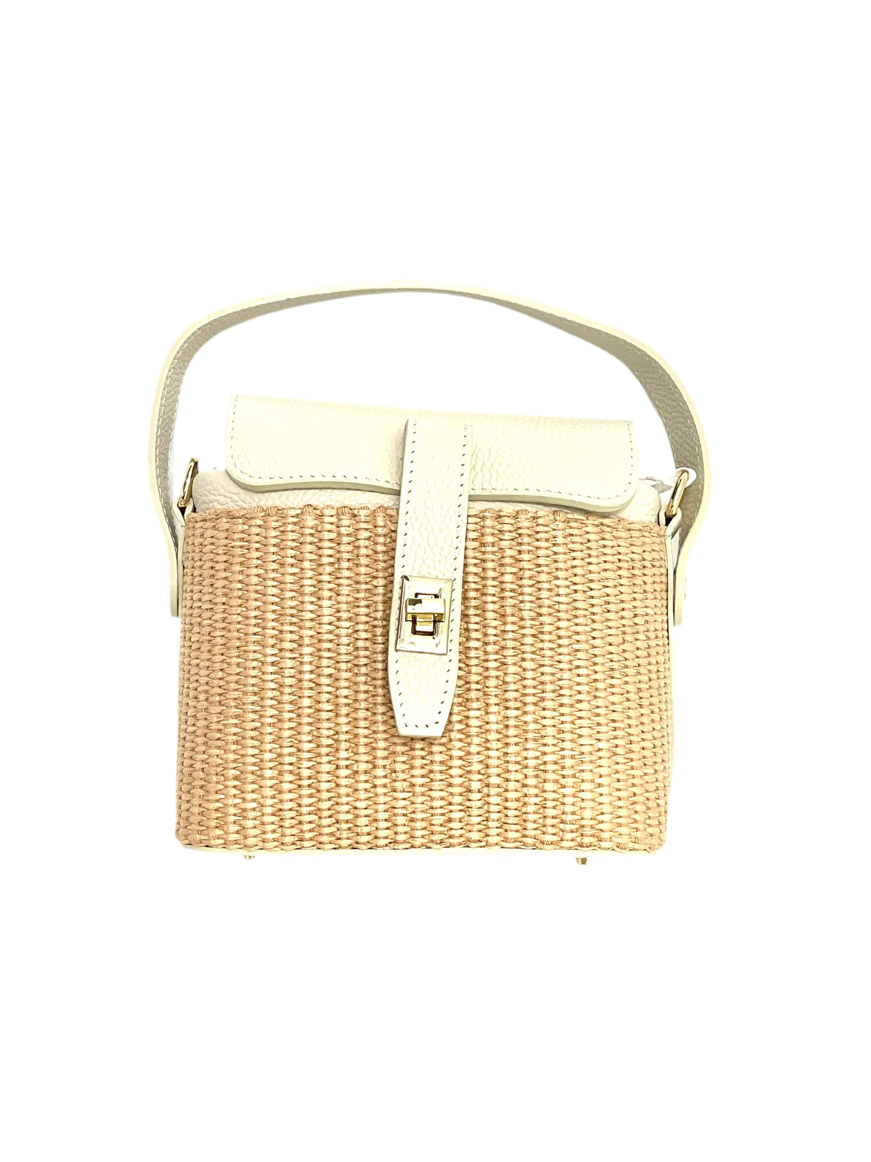 German Fuentes Rattan Leather Handbag