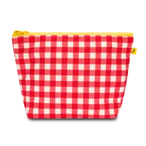 Gingham Red Mid Zip Pouch