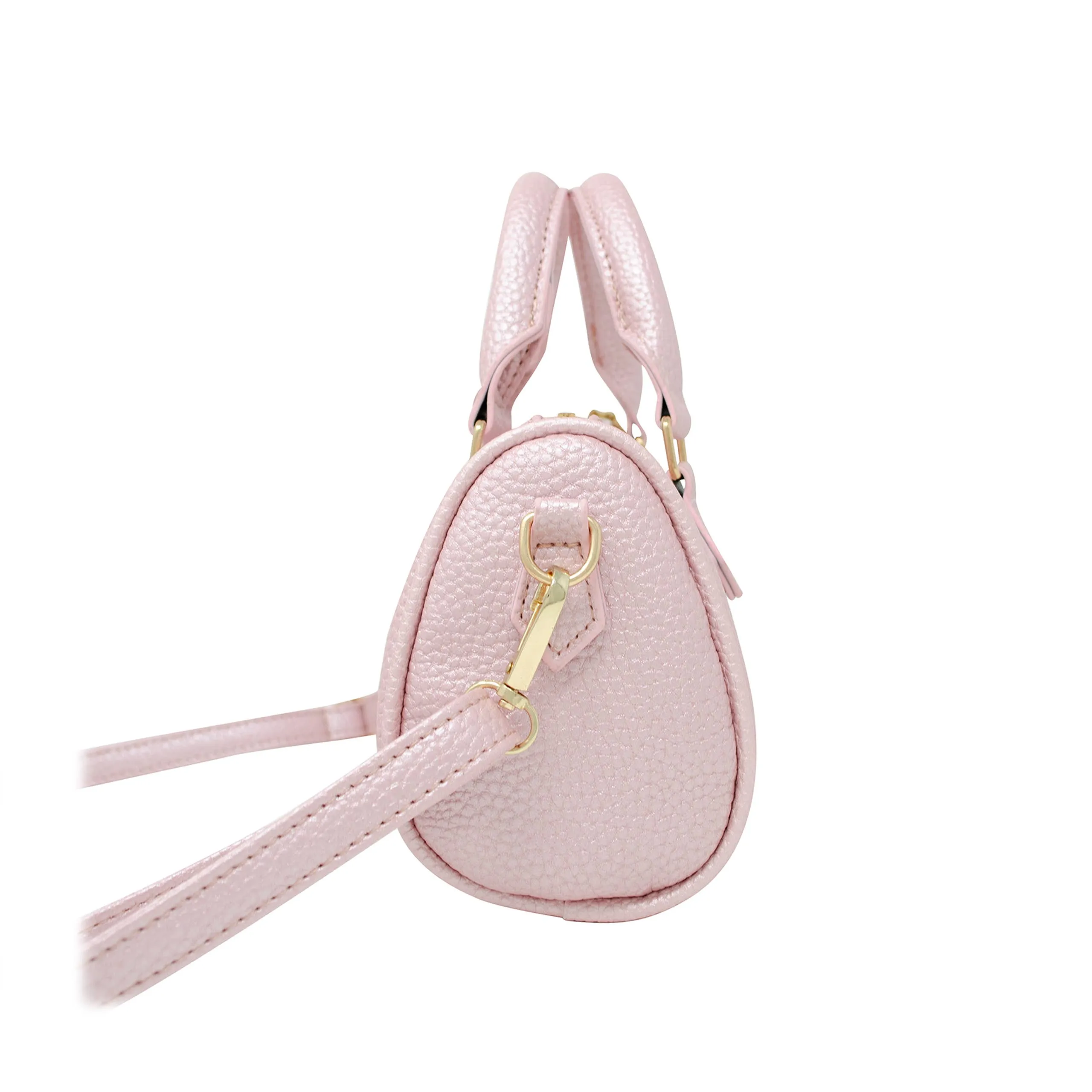 Girls Leather Striped Duffle Handbag