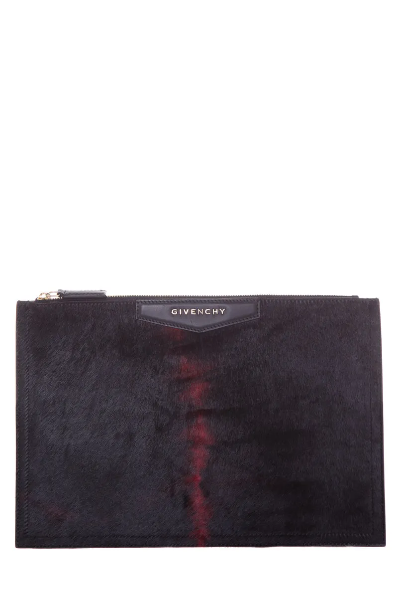 Givenchy Black & Red Pony Hair Antigona Pouch