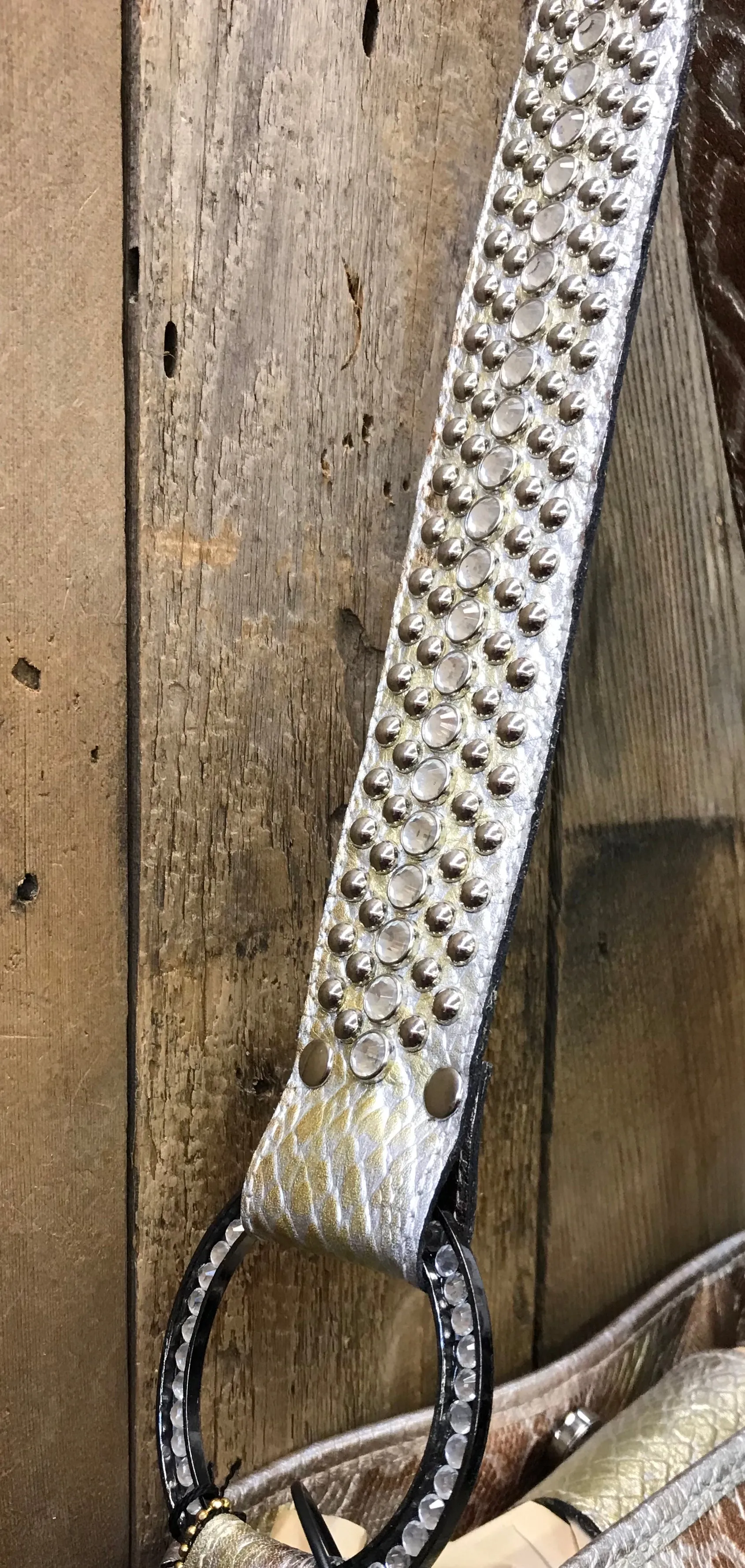 Gold And Bronze Snakeskin With Cross Handbag