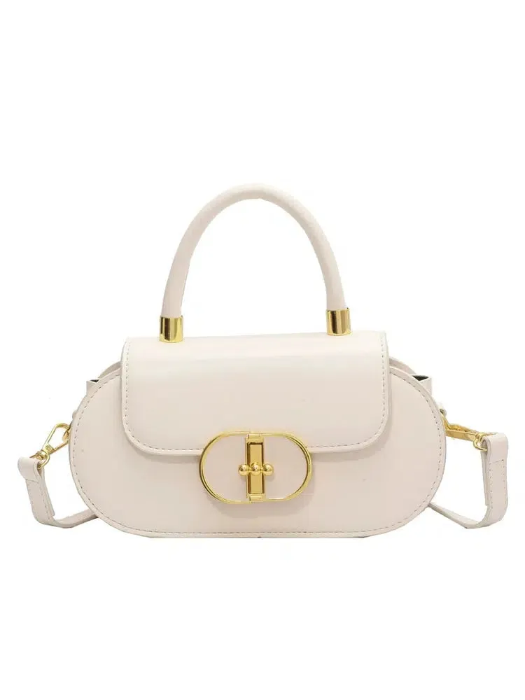 Gold Buckle Leather Shoulder Bag