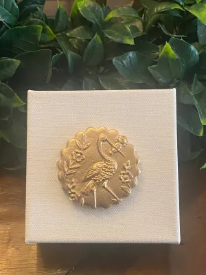 Gold Leaf Stork Intaglio Canvases