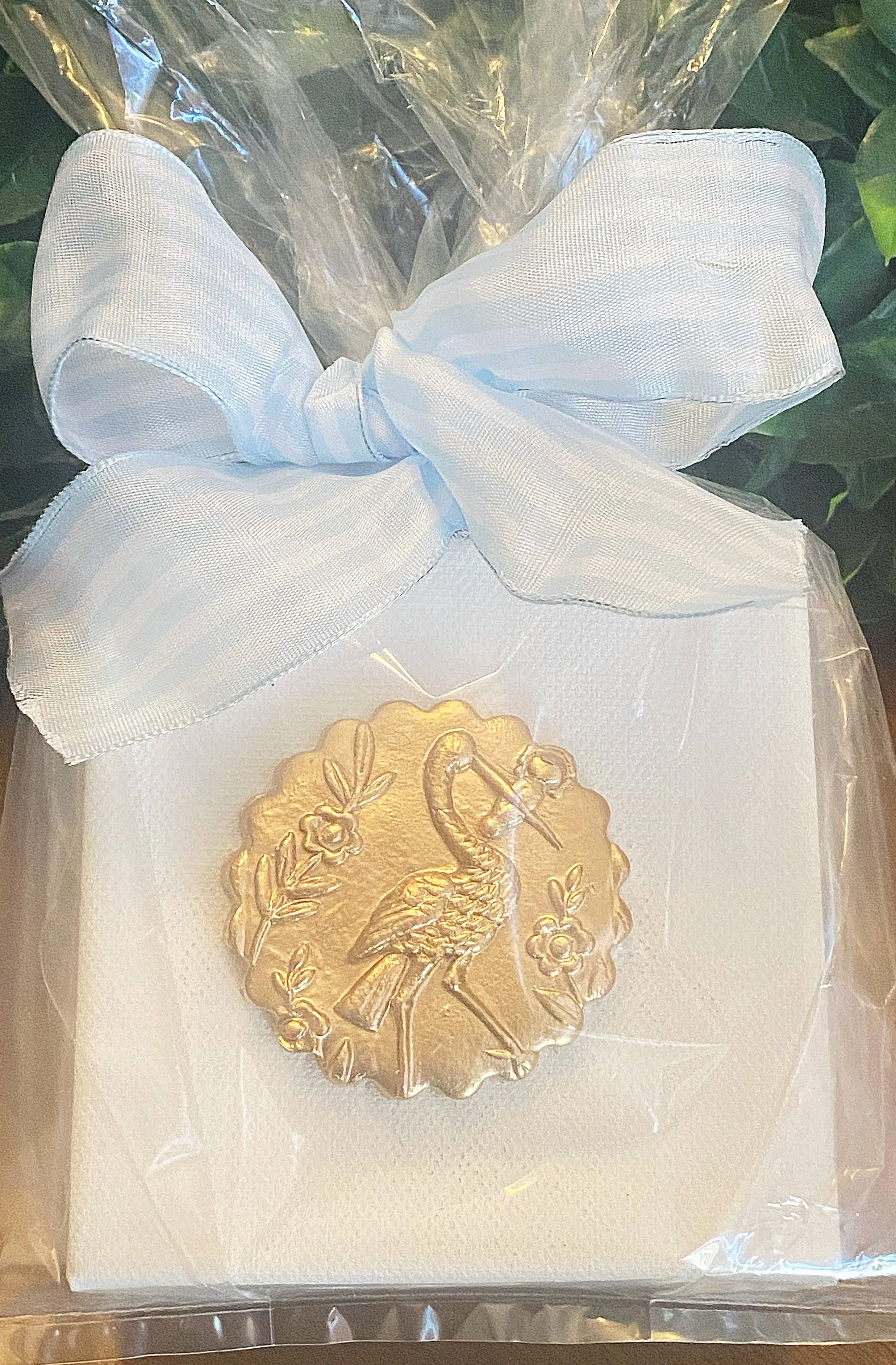 Gold Leaf Stork Intaglio Canvases