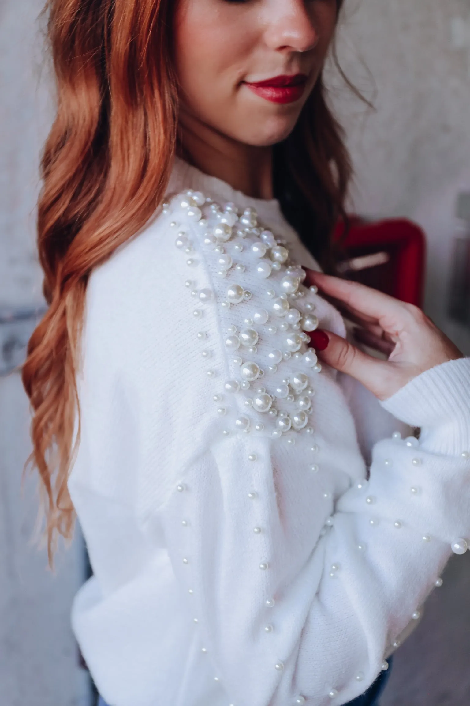 Graced With Pearls Knit Sweater