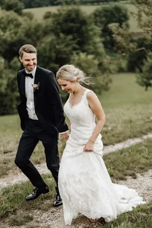 Graceful Lace Wedding Dress With Covered Buttons Mermaid Bridal Dress,MW383