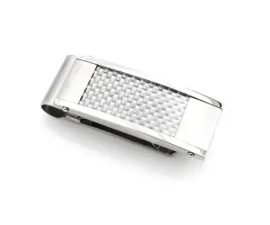 Gray Carbon Fiber Inlay Stainless Steel Money Clip
