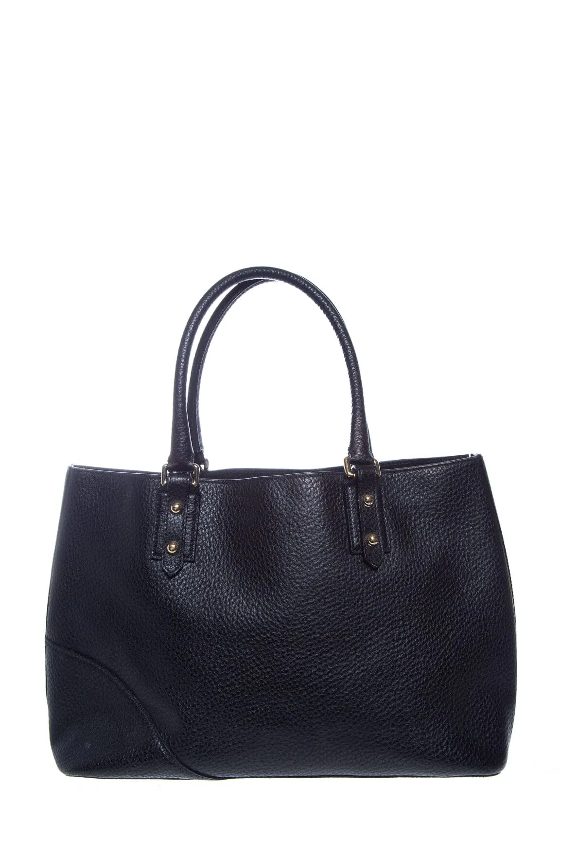 Gucci Black Grained Leather Horsebit Tote Handbag