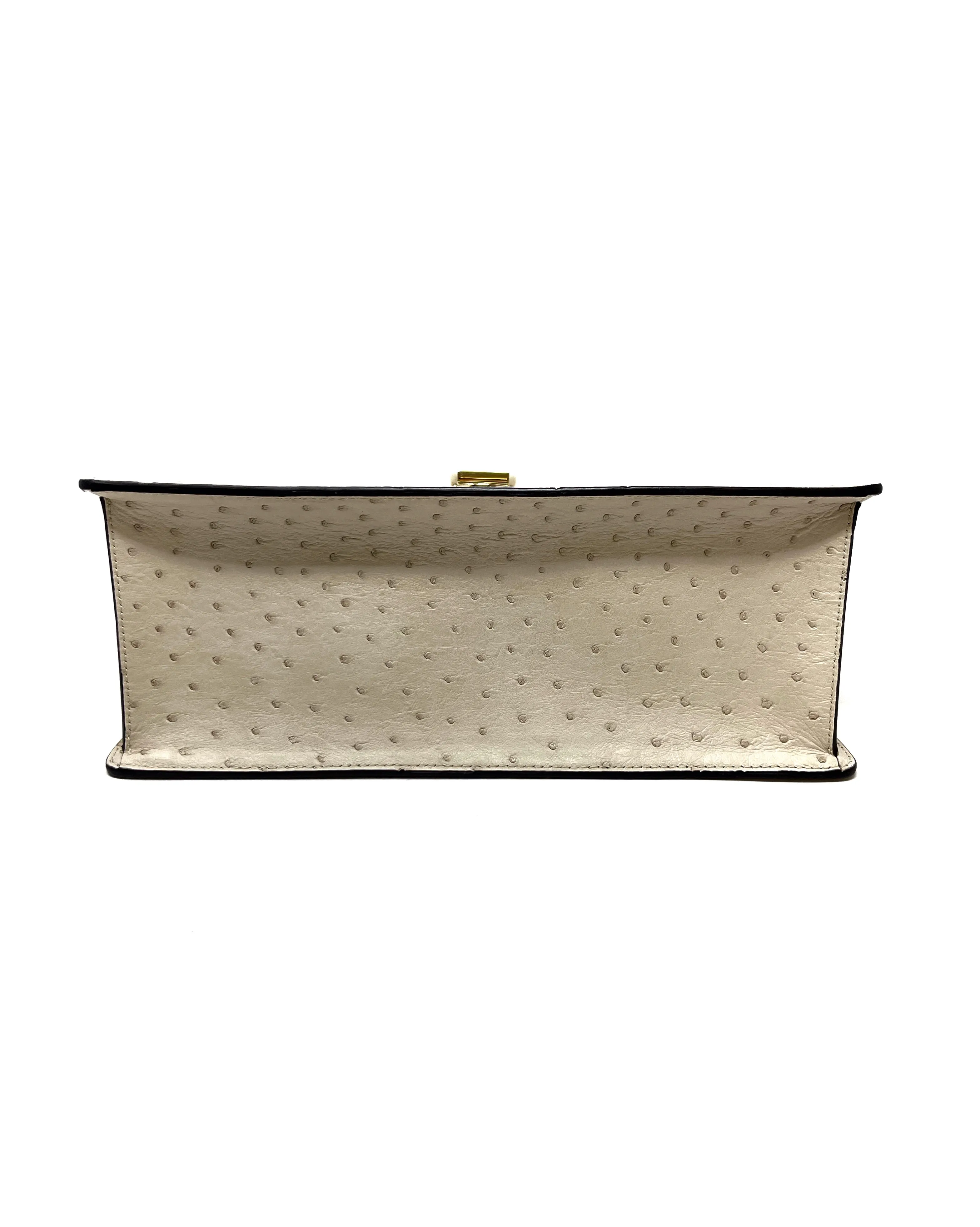 Gucci Cream WDB! 'Sylvie' Med Ostrich & Web Strip Top Handle Bag