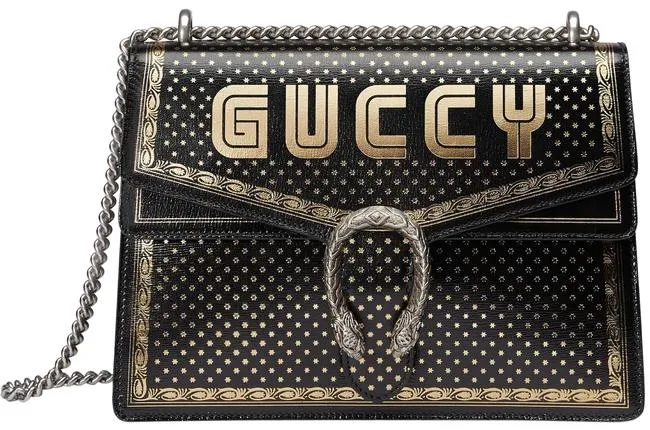 Gucci Dionysus Sega Moon Stars Shoulder Bag in Black