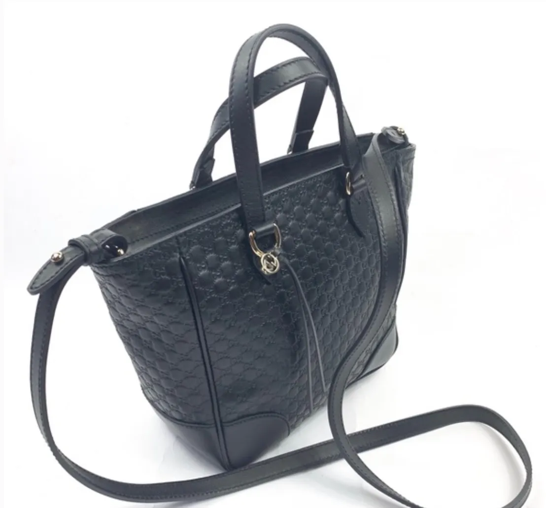 Gucci GG Microgussima Small Tote Crossbody in Black