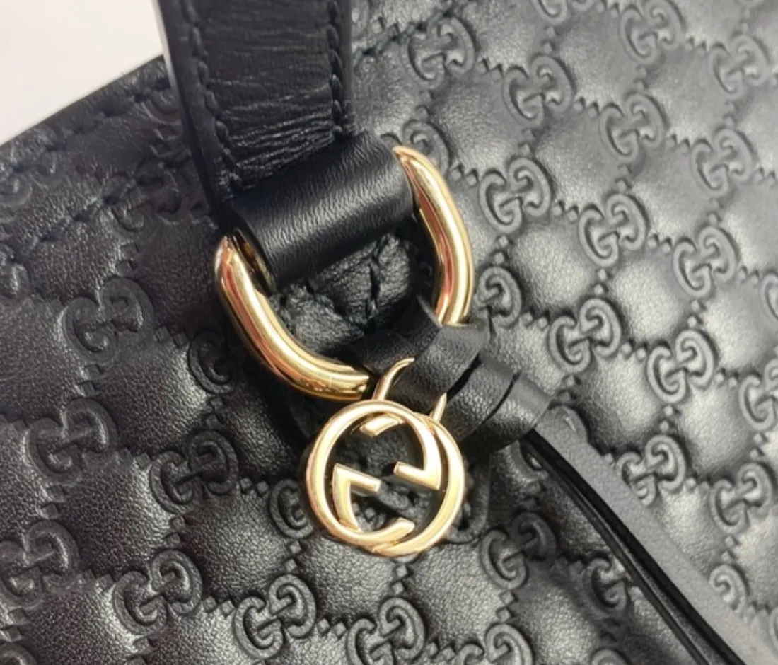 Gucci GG Microgussima Small Tote Crossbody in Black