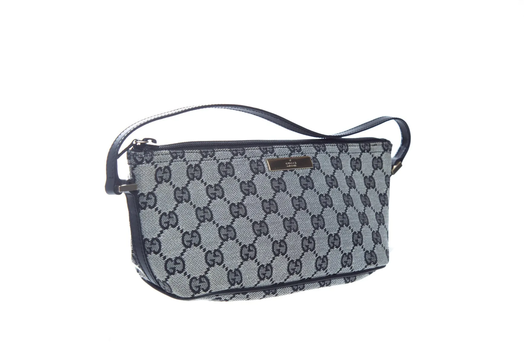 Gucci Gray and Black Shoulder Canvas GG  Bag