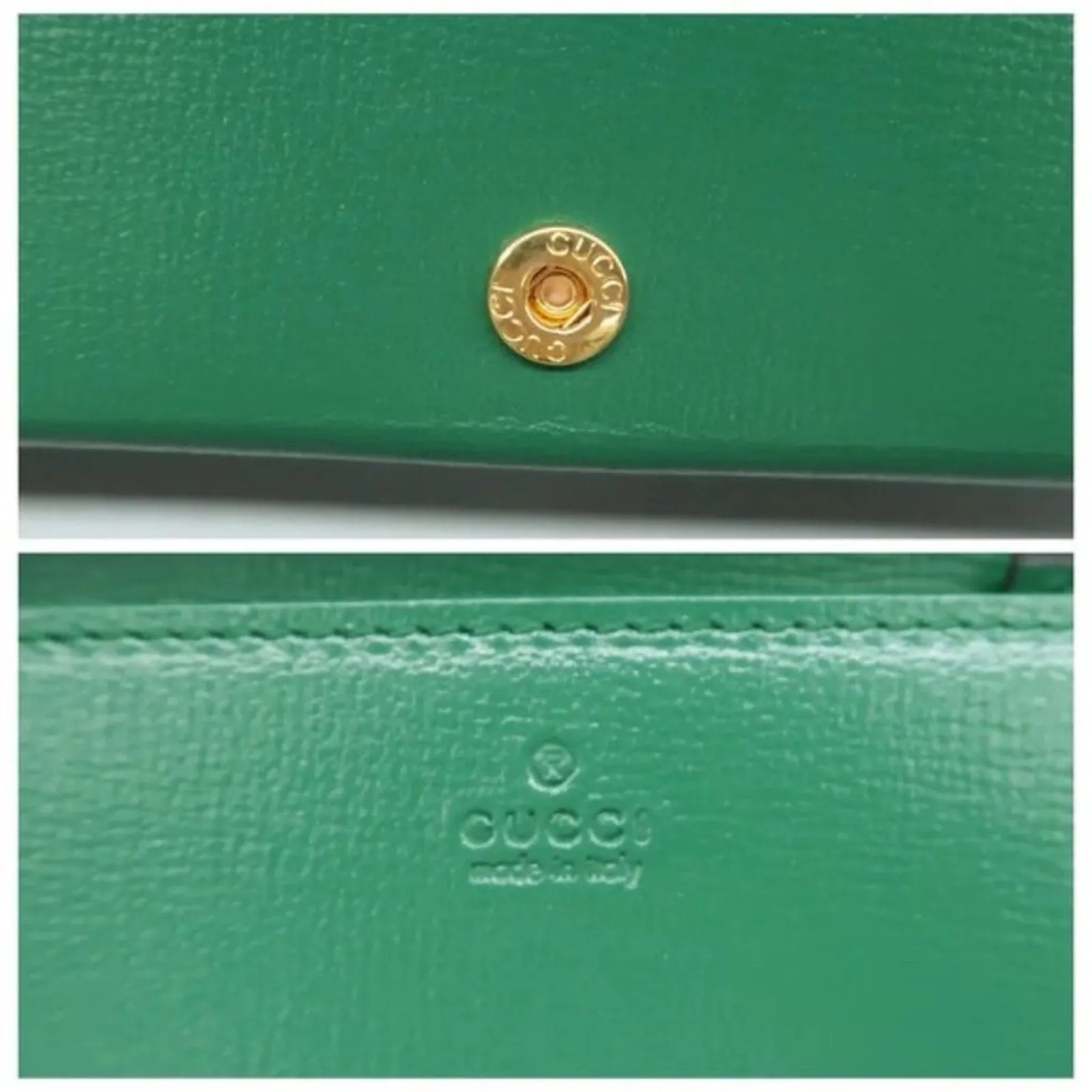 GUCCI Horsebit 1955 Chain Wallet Green Leather Shoulder Bag