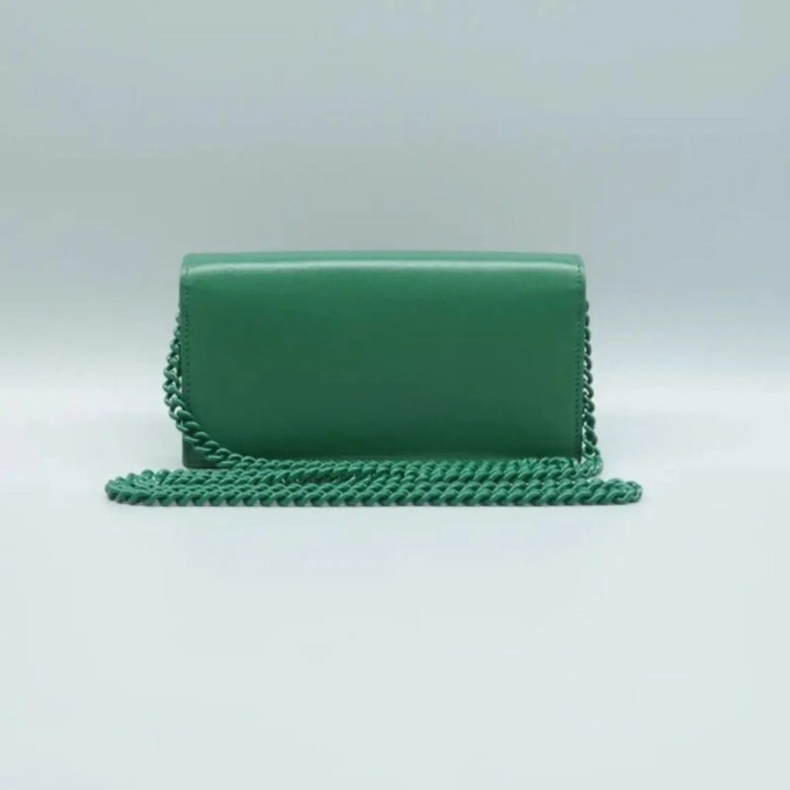 GUCCI Horsebit 1955 Chain Wallet Green Leather Shoulder Bag