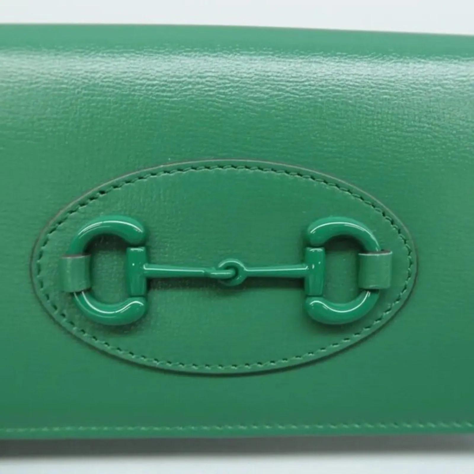GUCCI Horsebit 1955 Chain Wallet Green Leather Shoulder Bag