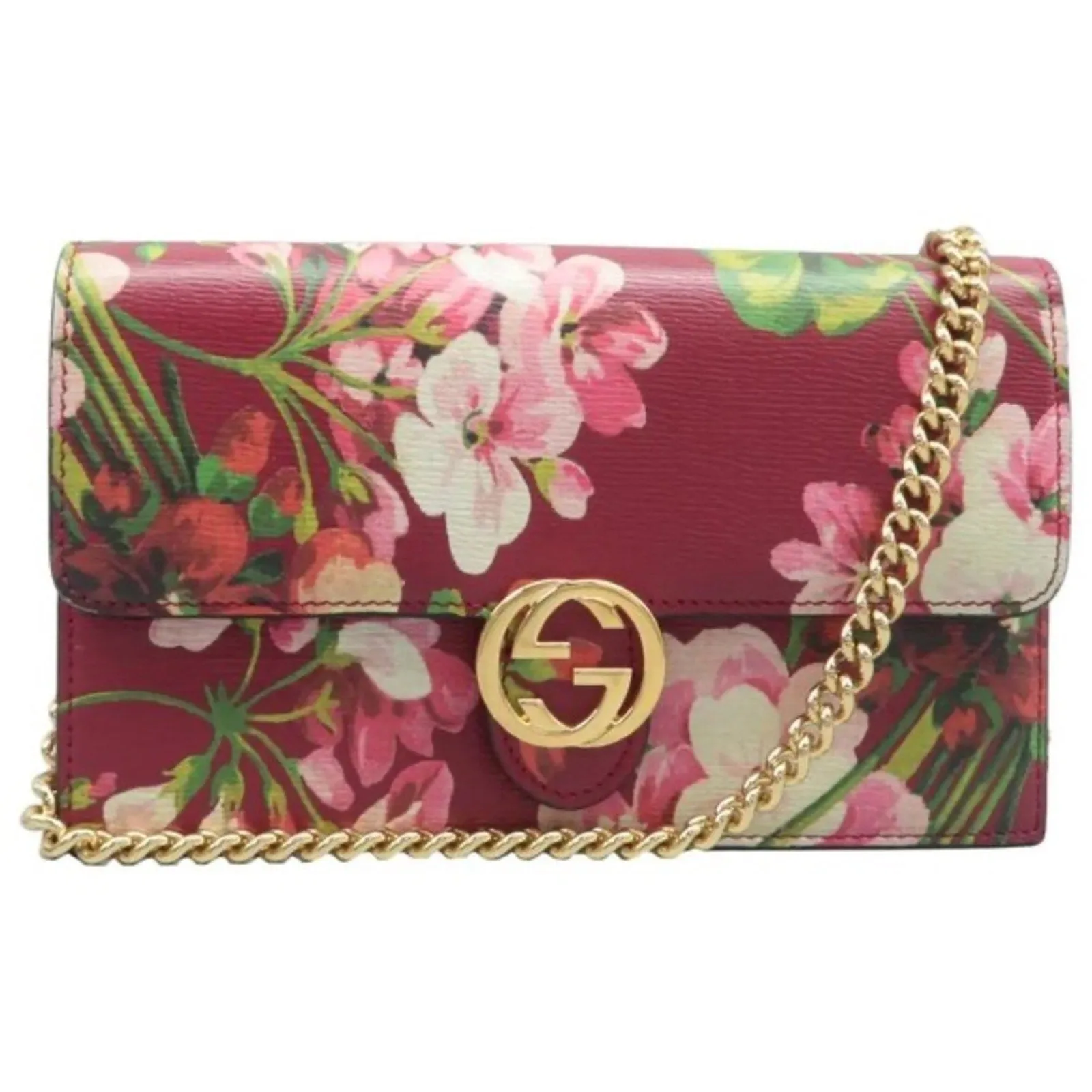 GUCCI Interlocking Red Leather Shoulder Bag