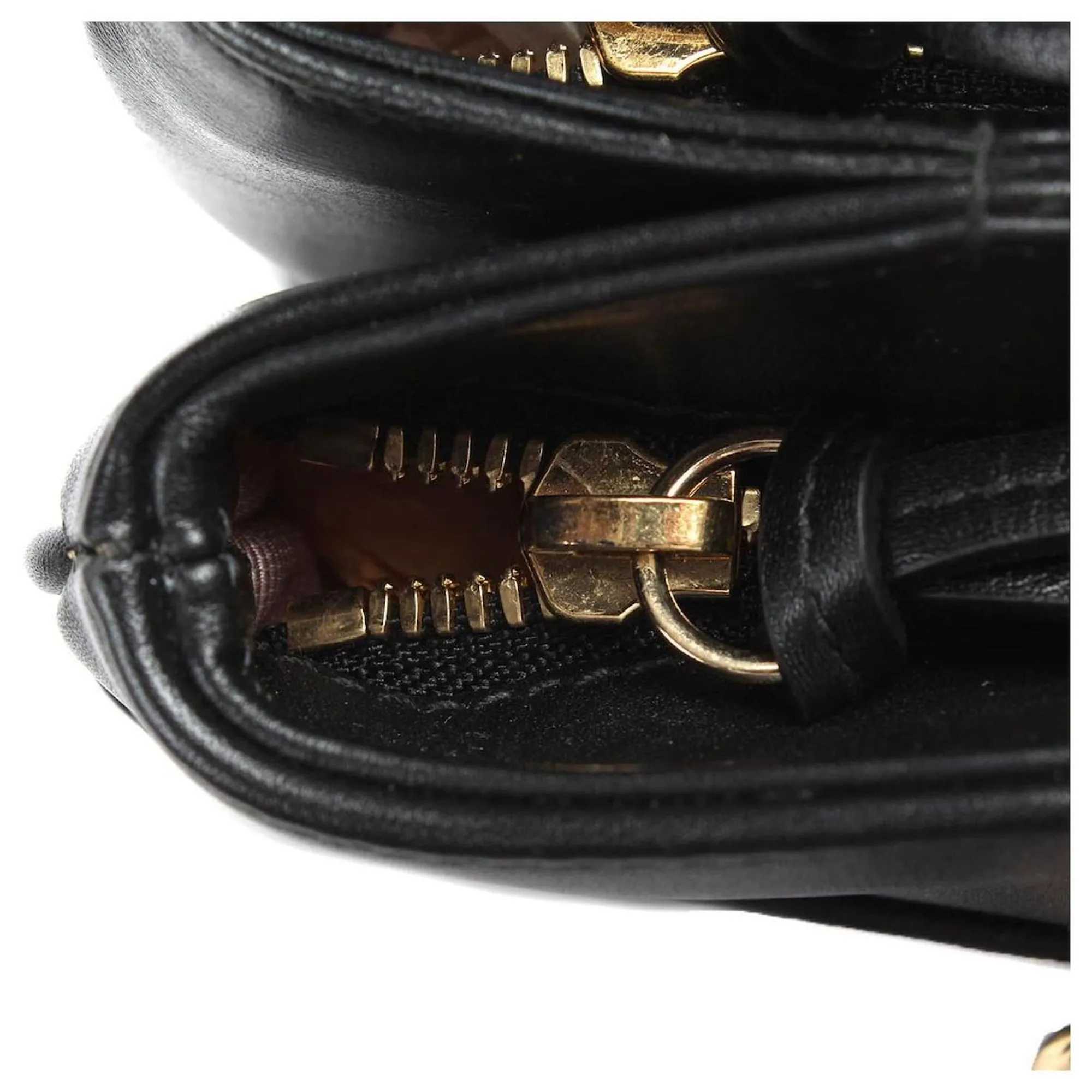 Gucci Large Arli GG Italy Gold Black Shoulder Bag Calf Leather Handbag Purse New