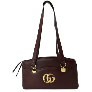 GUCCI Large Arli Leather Top Handle Shoulder Bag Burgundy 550130
