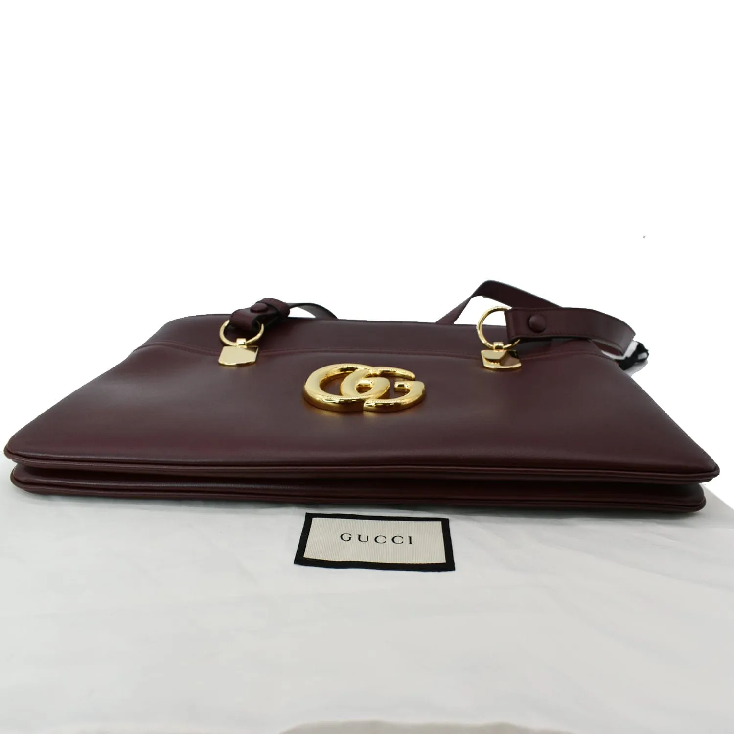GUCCI Large Arli Leather Top Handle Shoulder Bag Burgundy 550130