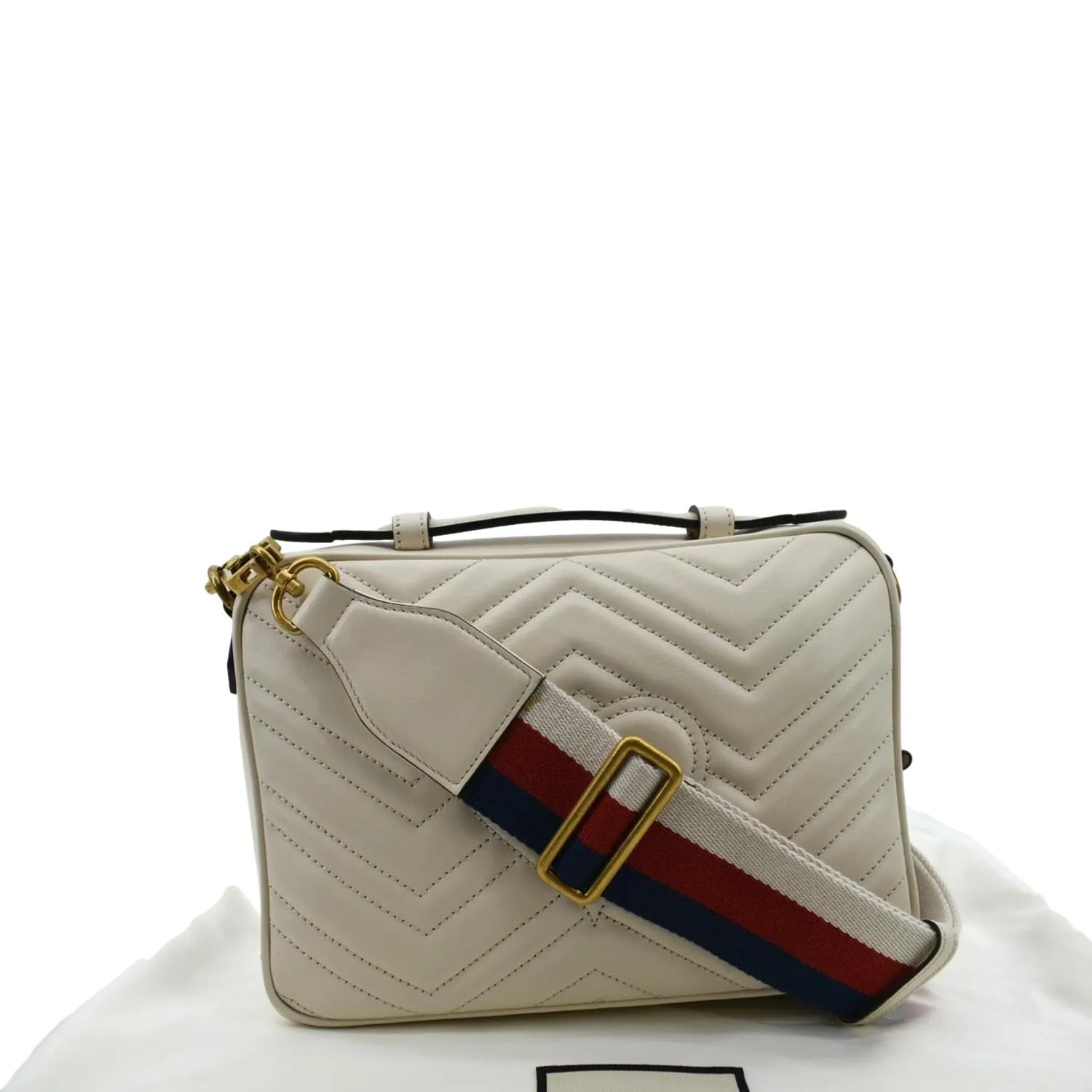 GUCCI Marmont Small Matelasse Leather Top Handle Shoulder Bag White 498100  - Hot Deals