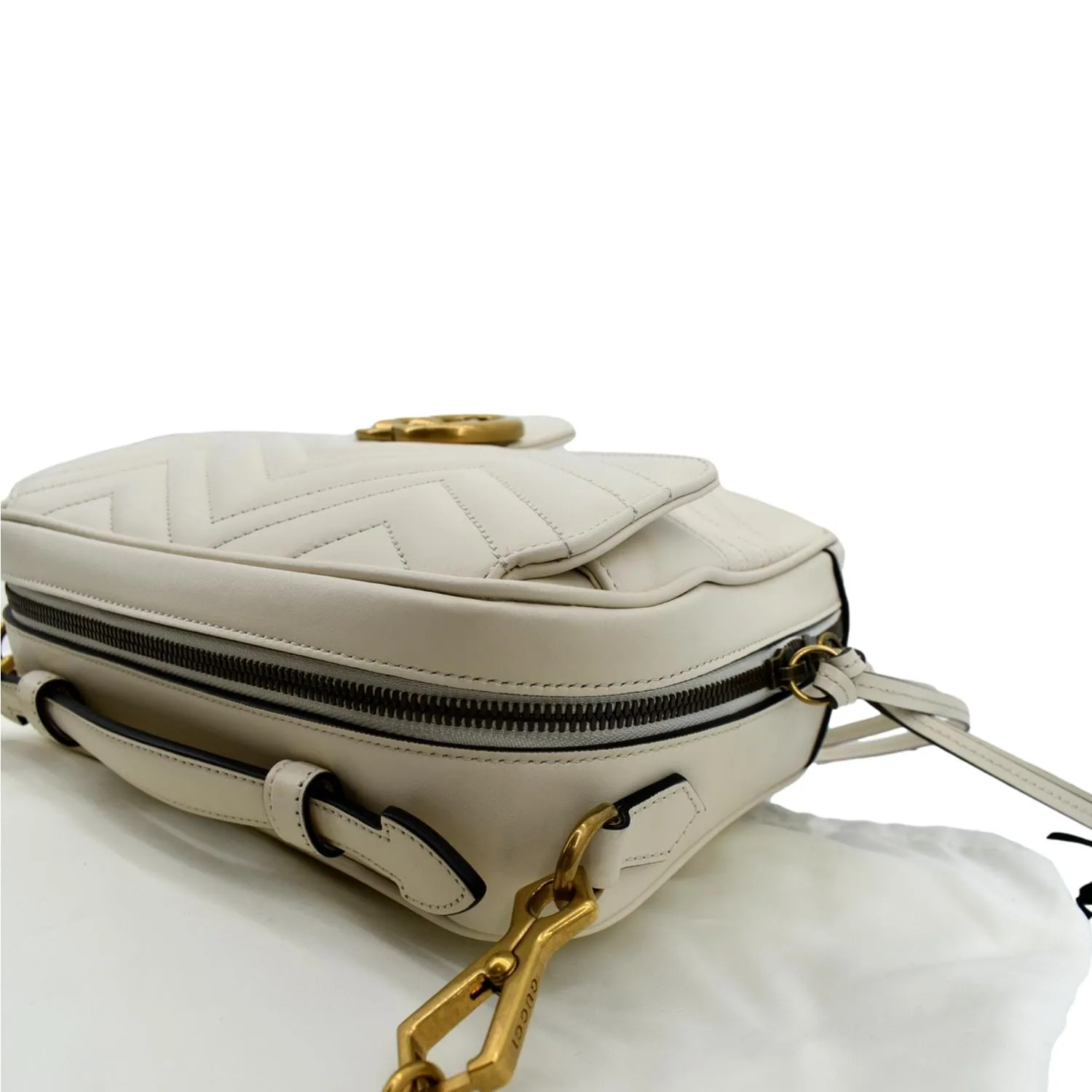 GUCCI Marmont Small Matelasse Leather Top Handle Shoulder Bag White 498100  - Hot Deals