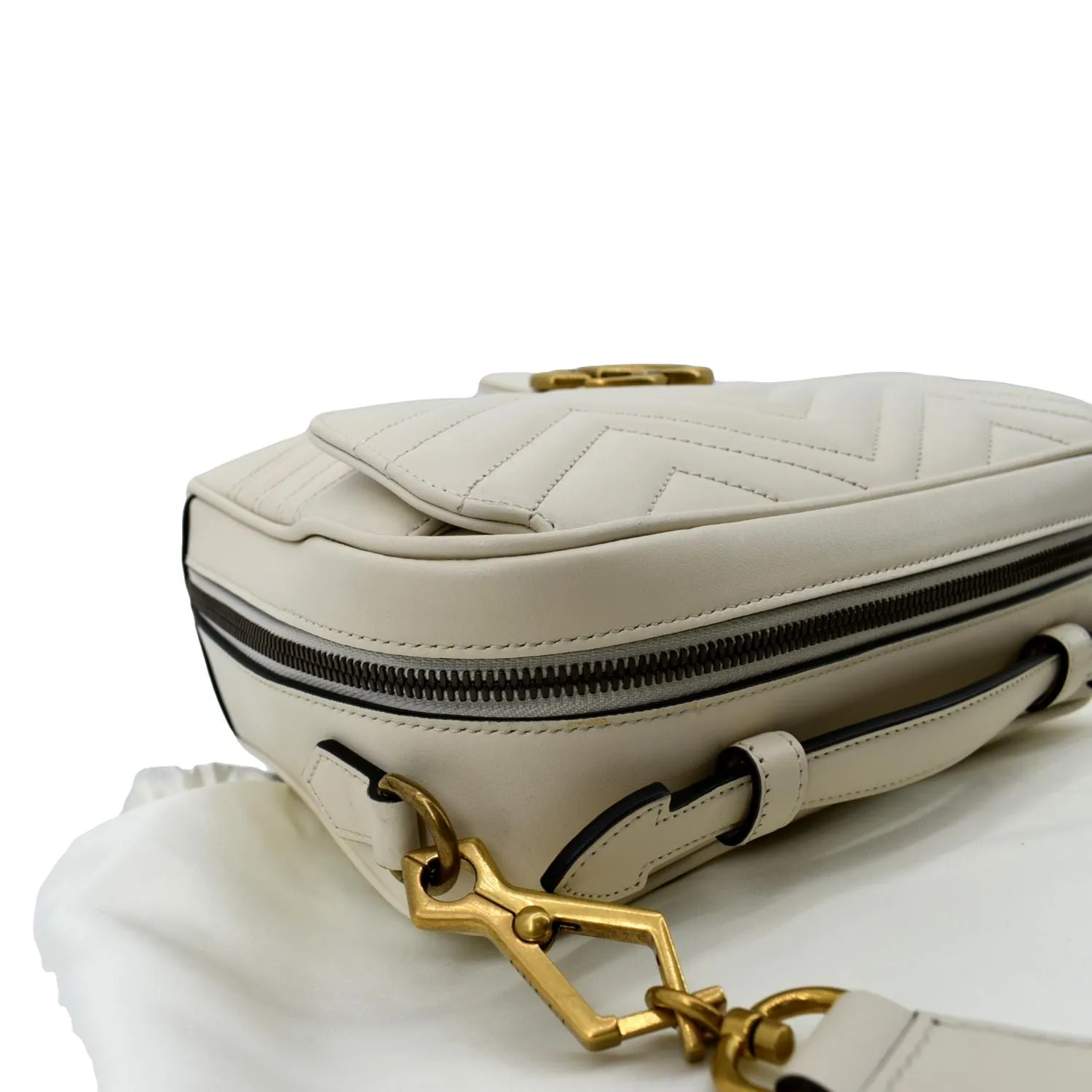 GUCCI Marmont Small Matelasse Leather Top Handle Shoulder Bag White 498100  - Hot Deals