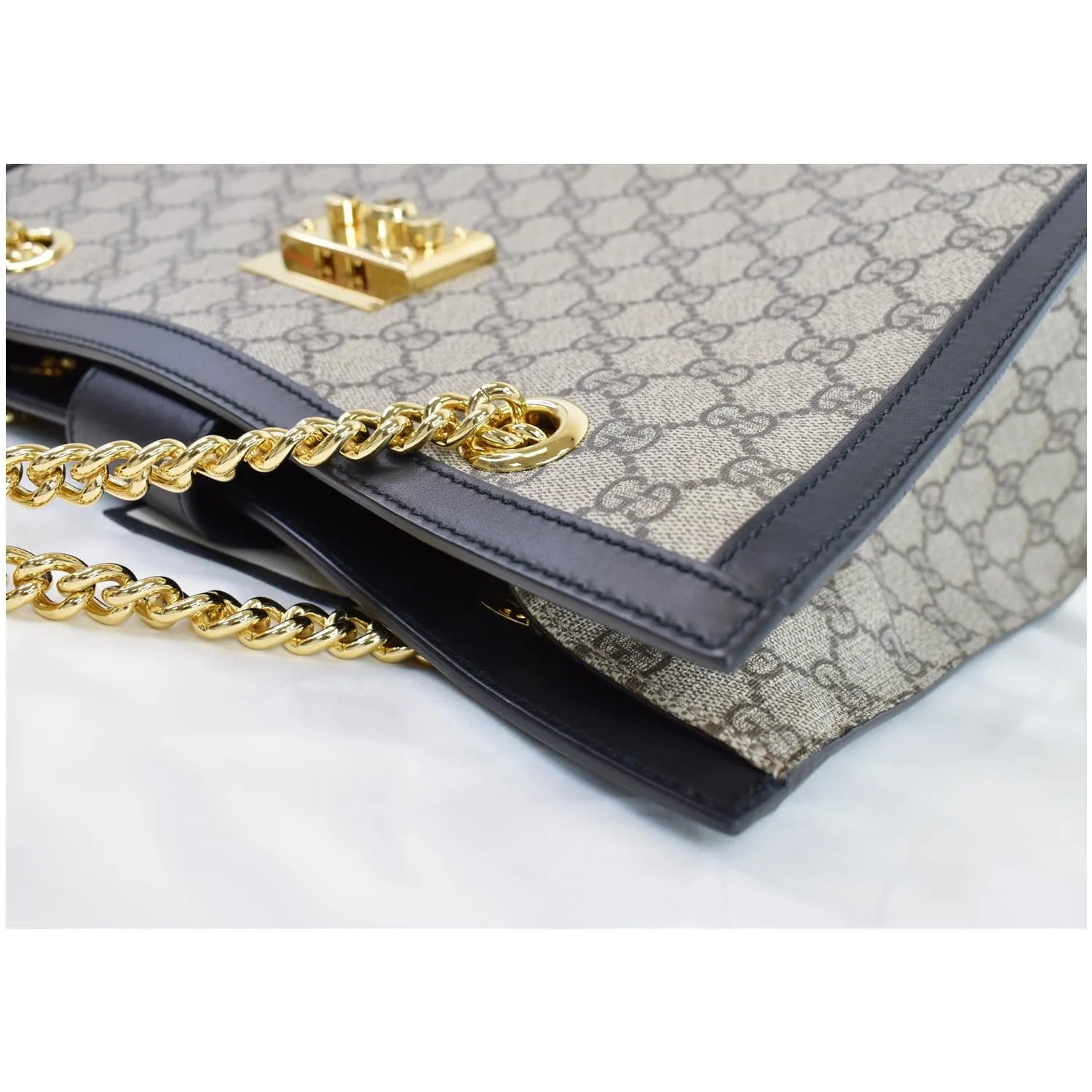 GUCCI Padlock Medium GG Supreme Canvas Shoulder Bag Beige 479197