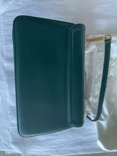 Gucci Rajah Chain Shoulder Bag Leather Medium Gold Dark Green Handbag Vitello NEW