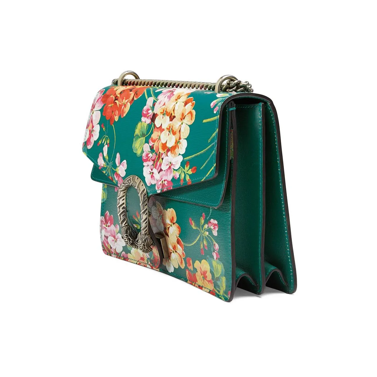 Gucci Small Dionysus Blooms Leather Shoulder Bag in Green