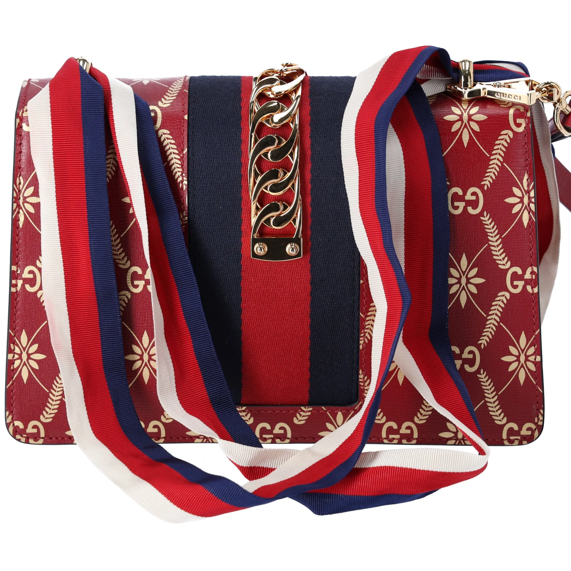 GUCCI Sylvie Shoulder Bag 524405 Bee Stars Red Gold Multi Leather