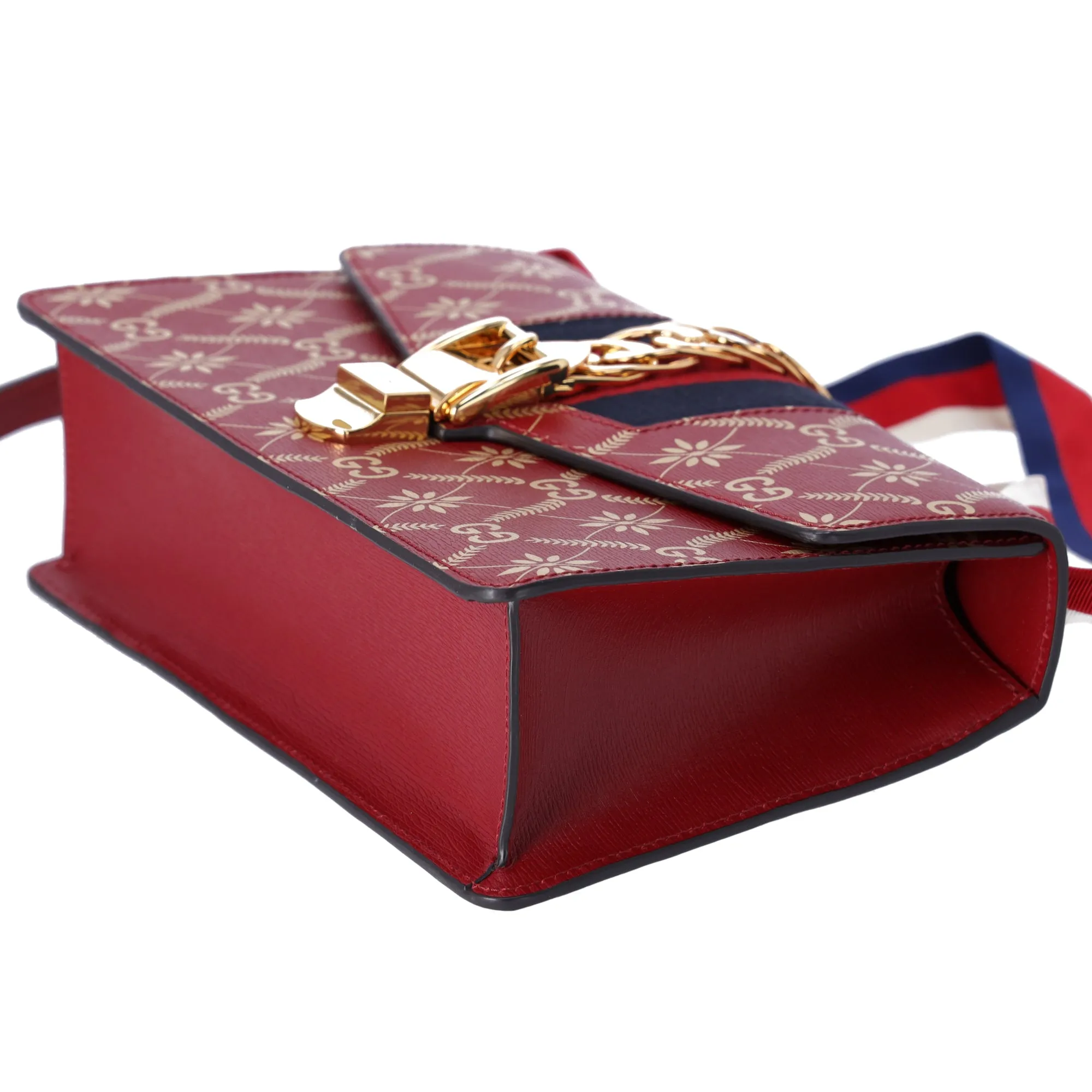 GUCCI Sylvie Shoulder Bag 524405 Bee Stars Red Gold Multi Leather