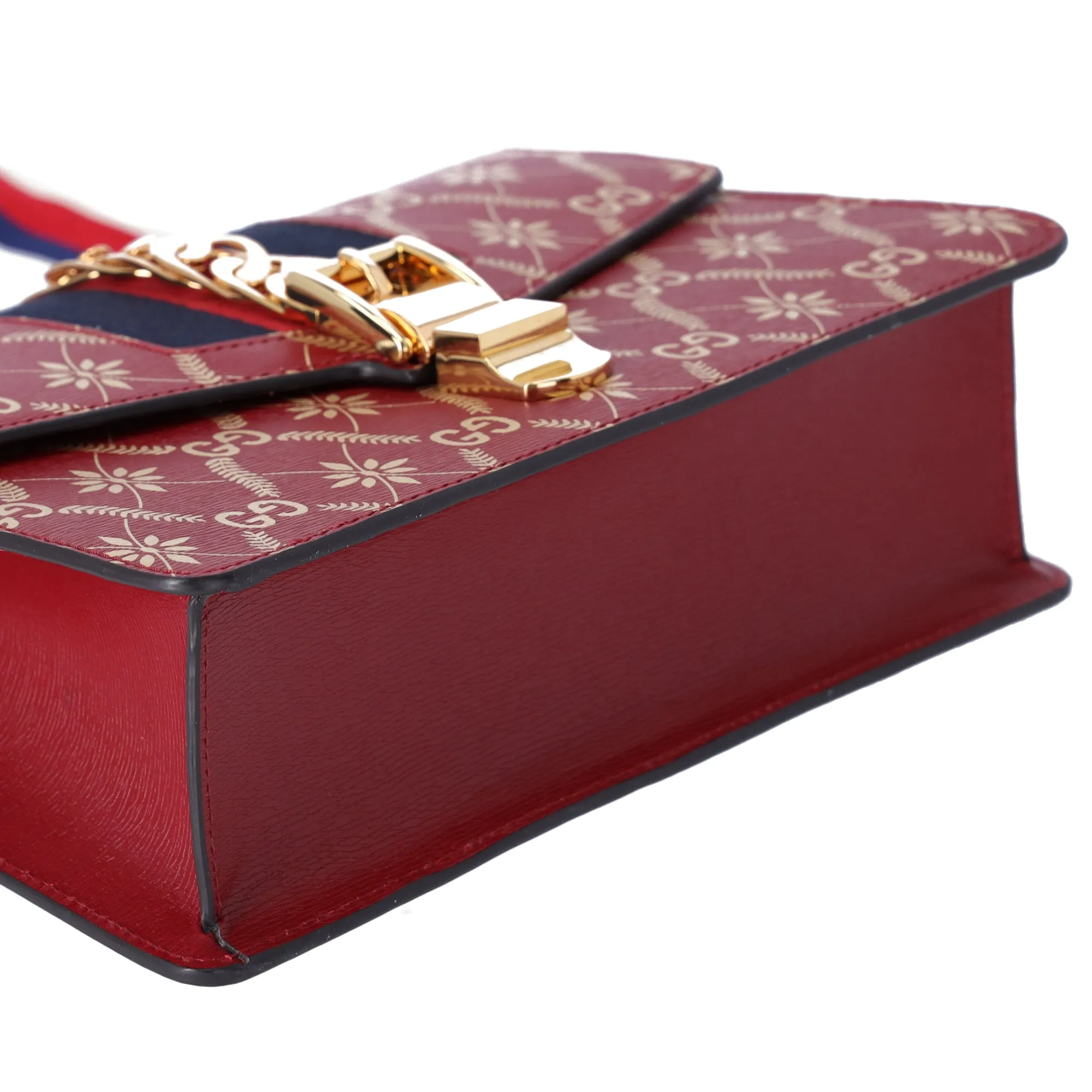 GUCCI Sylvie Shoulder Bag 524405 Bee Stars Red Gold Multi Leather