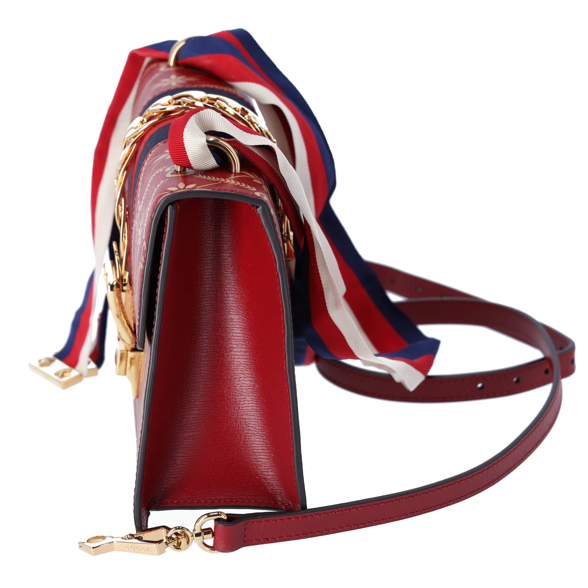 GUCCI Sylvie Shoulder Bag 524405 Bee Stars Red Gold Multi Leather