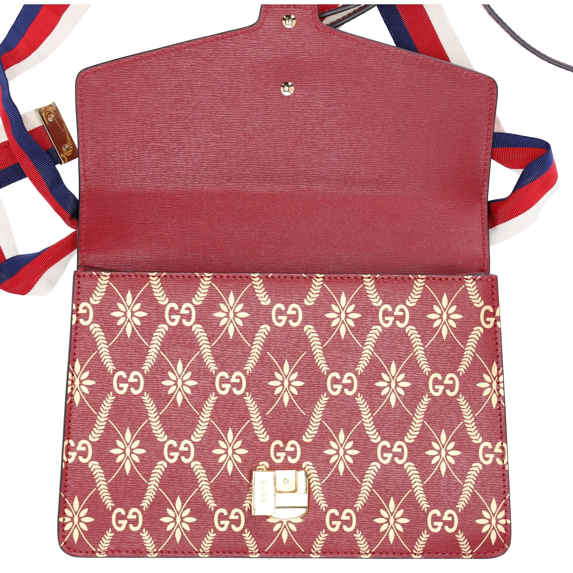GUCCI Sylvie Shoulder Bag 524405 Bee Stars Red Gold Multi Leather