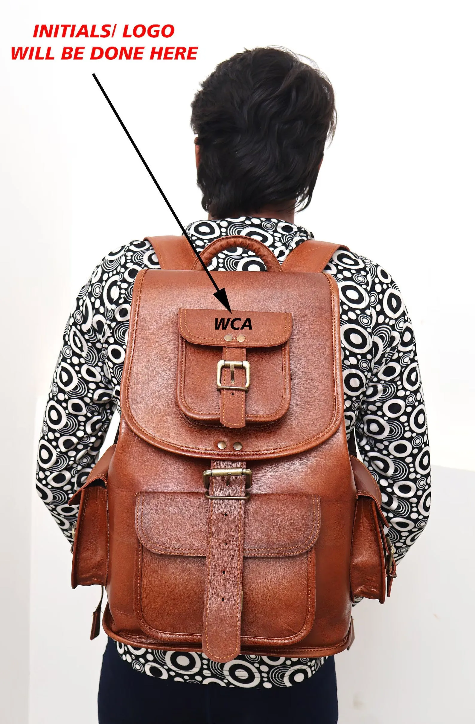 Handmade Leather Backpack for Men Women