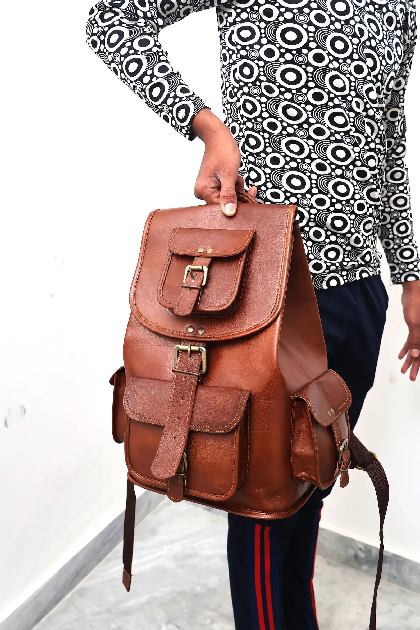 Handmade Leather Backpack for Men Women