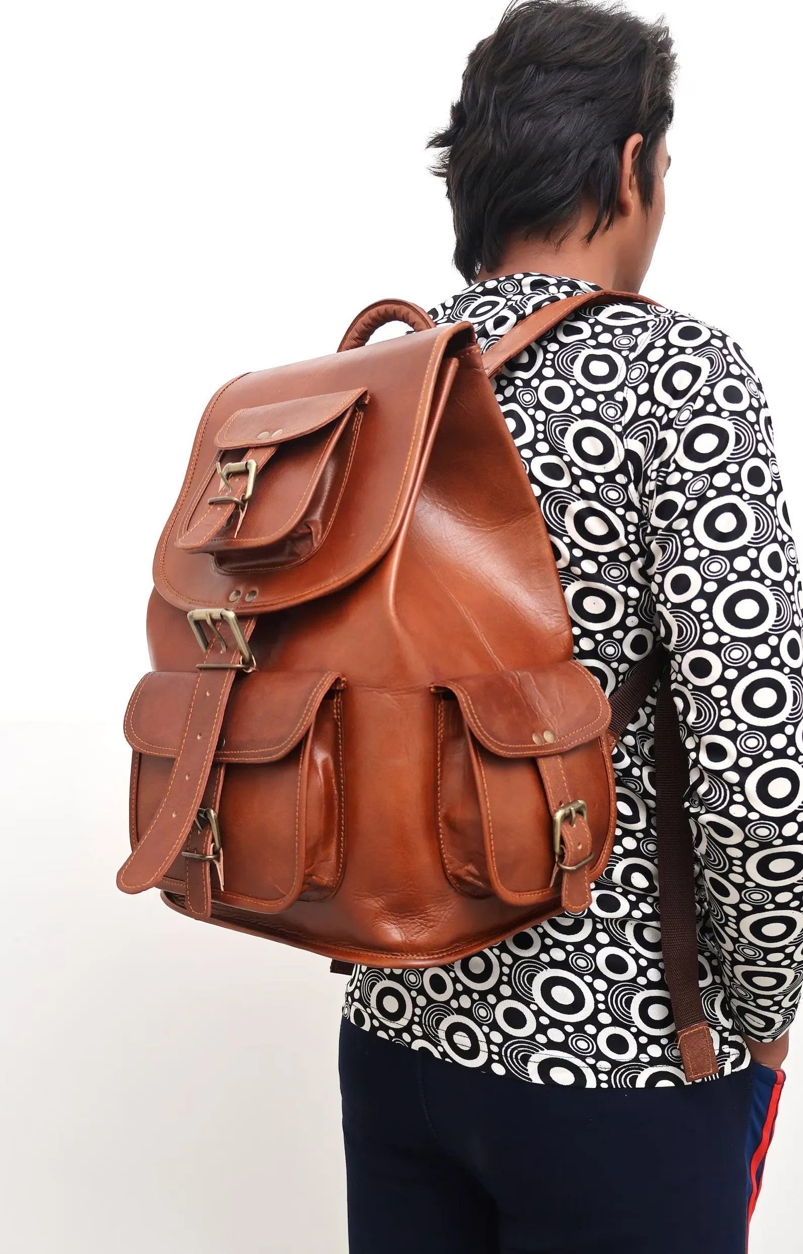 Handmade Leather Backpack for Men Women