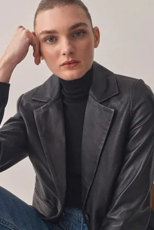 Harry Leather Blazer Black