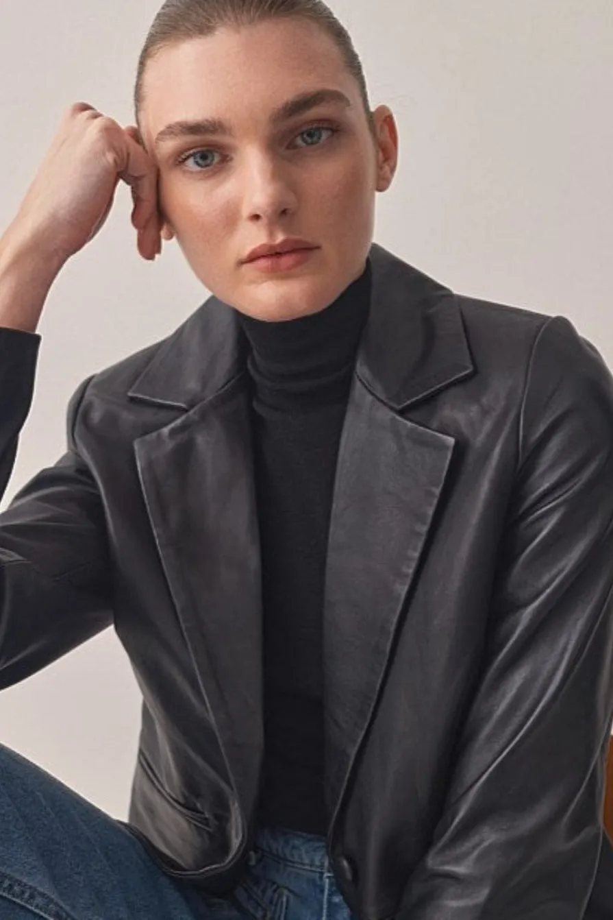 Harry Leather Blazer Black