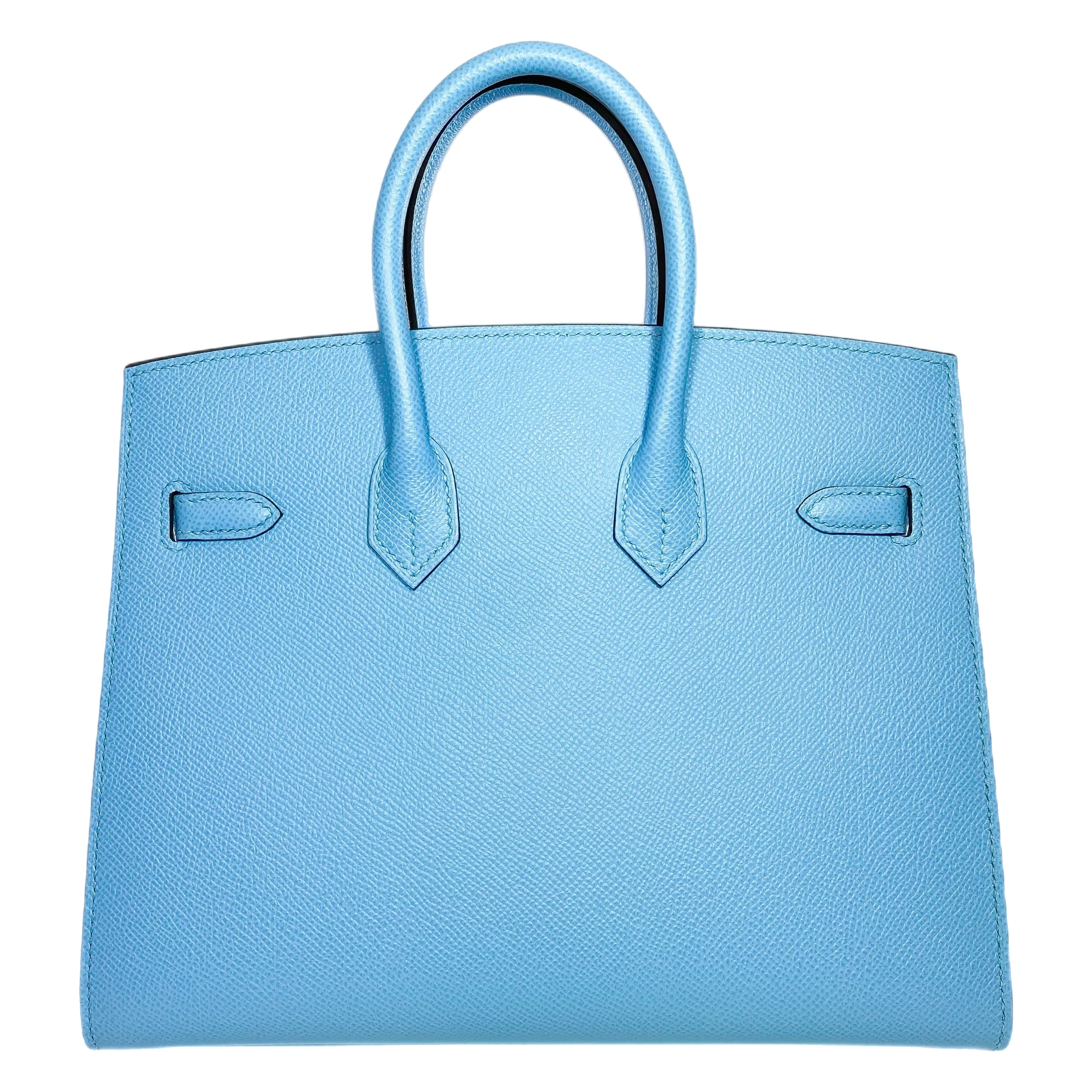 Hermes Birkin 25 Bleu Celeste Sellier Epsom Palladium Hardware
