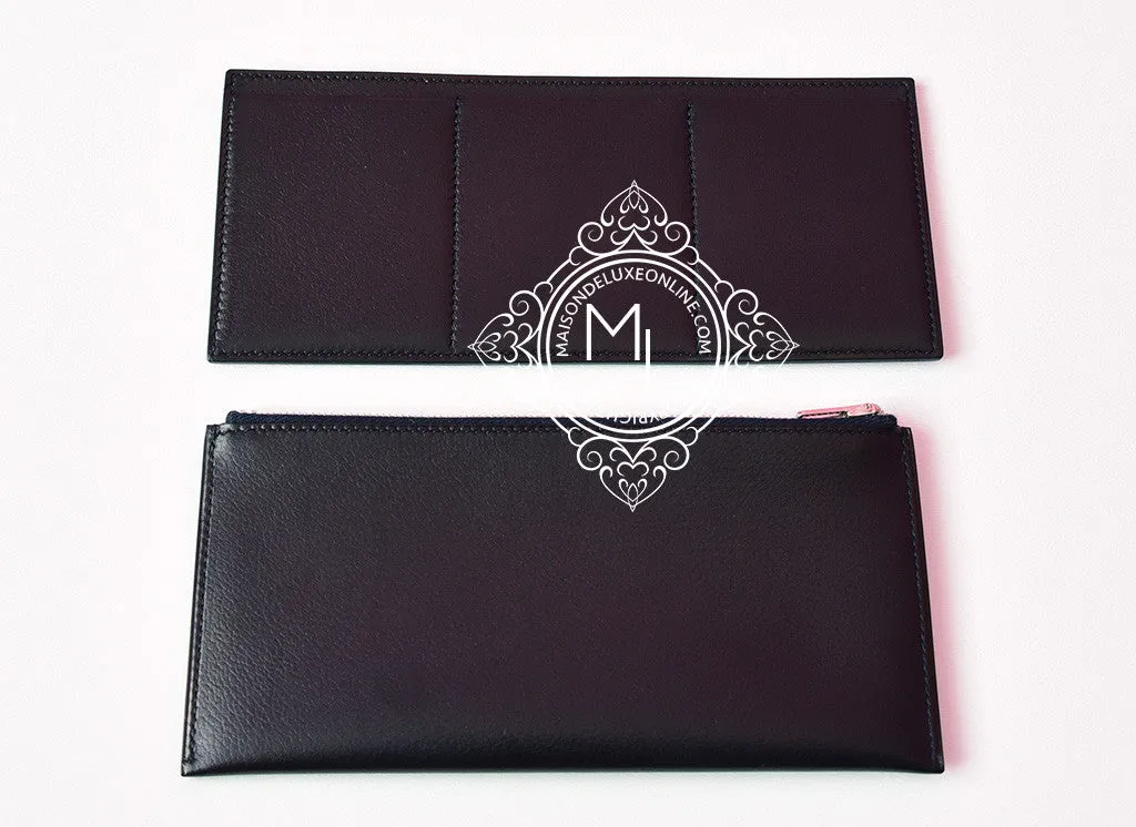 Hermes Black Ombre Lizard Passant Long Wallet Clutch