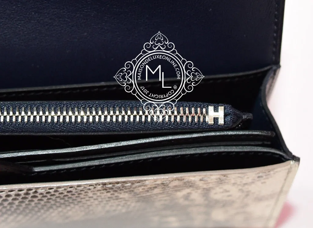 Hermes Black Ombre Lizard Passant Long Wallet Clutch