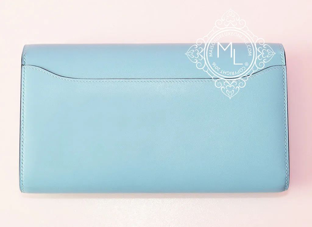 Hermes Blue Atoll Ficelle Lizard Constance Wallet Clutch