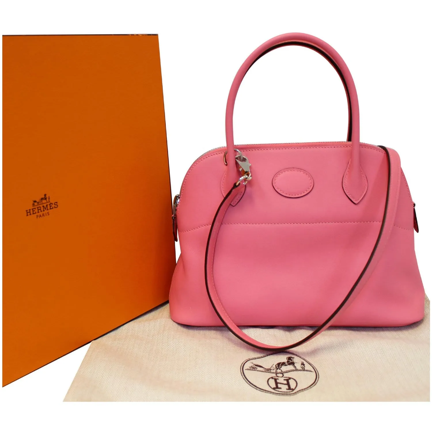 HERMES Bolide 27 Swift Calfskin Shoulder Bag Rose Azalee Pink - 20% OFF